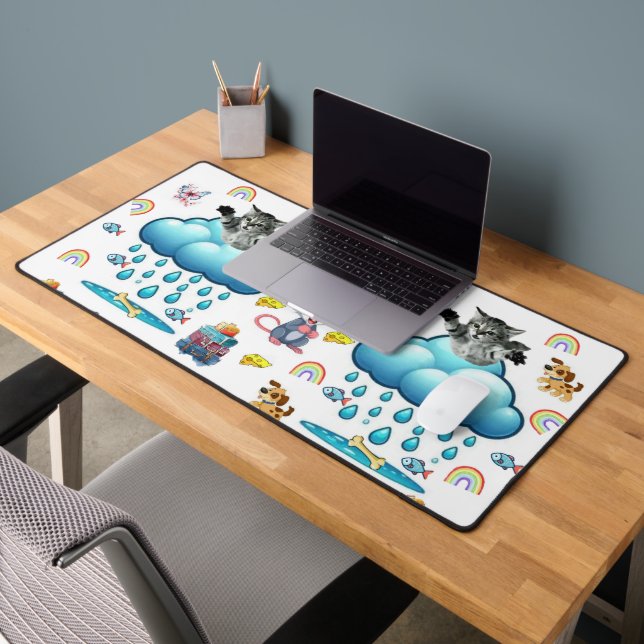 Desk Mat Dog Cat Mouse Fish Cheese Rainbow (Office 2)