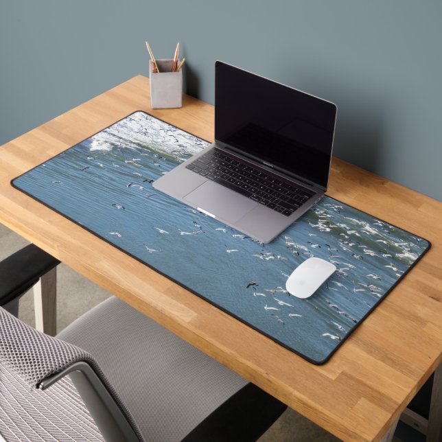 Desk Mat - Seagulls Flocking Over Ocean (Office 2)