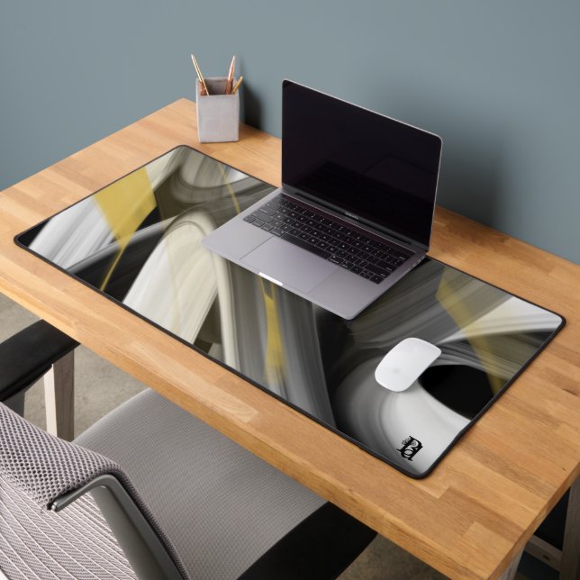 Desk Mat Trend Abstract Art Black White Gold (Office 2)