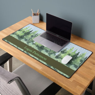 Desk Mat with Green Spruce Trees 