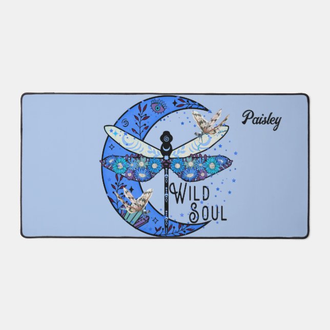 Desk Mat with Moon & Dragonflies (Front)