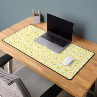 Desk Mat with Pastel Yellow Petal Pattern