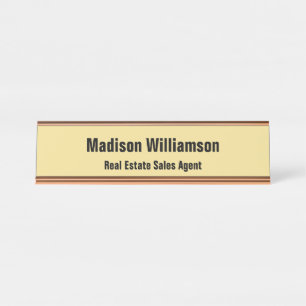 Desk Name Plate in Modern, Classy Black and Gold 