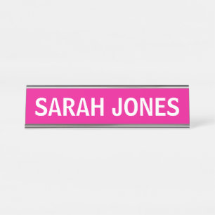 DESK NAME PLATE SIMPLE BASIC CUSTOM PINK