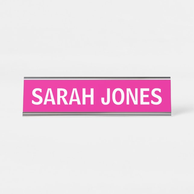 DESK NAME PLATE SIMPLE BASIC CUSTOM PINK (Front)