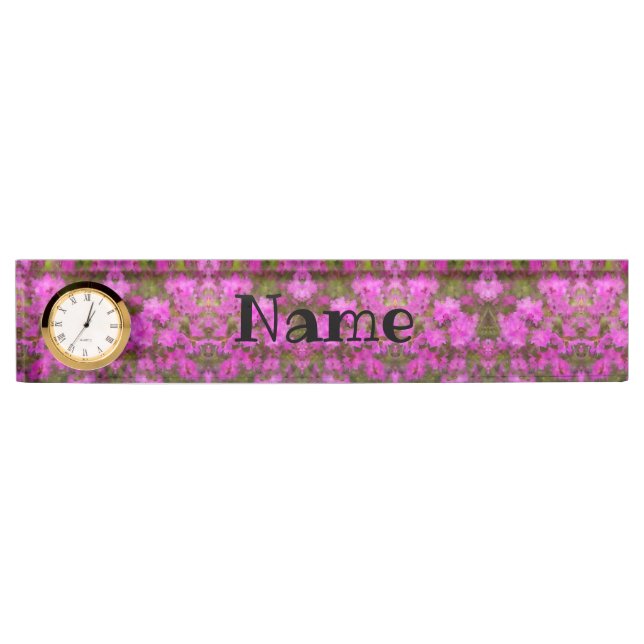 Desk Name Plate w/ Clock Opt-Purple Rhododendron (Front)