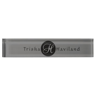 Desk Name Plate with Monogram - HAMbyWG