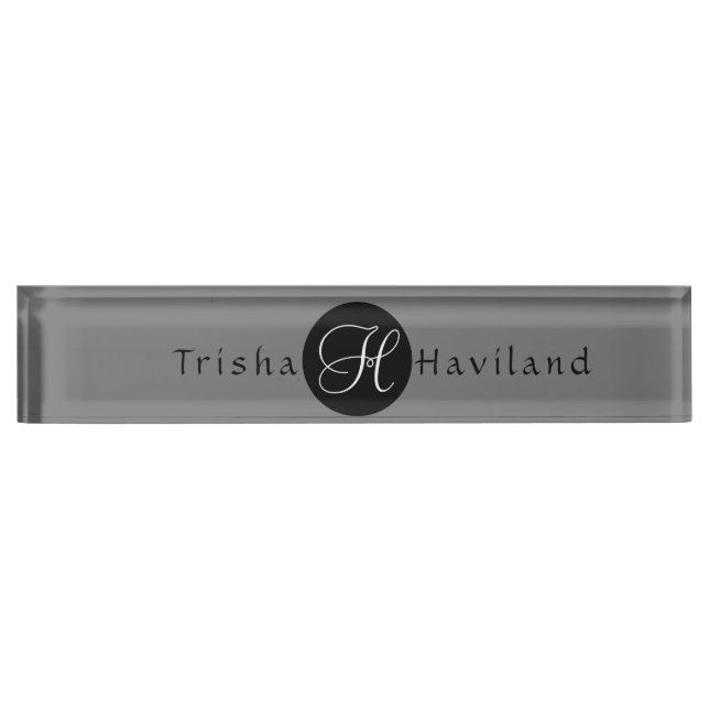 Desk Name Plate with Monogram - HAMbyWG (Front)