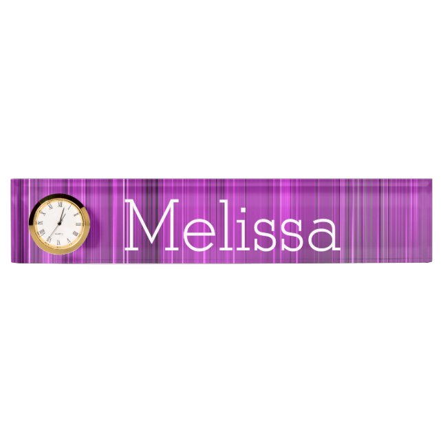 Desk Nameplate with Clock/Purple (Front)