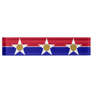 Desk nameplate with Flag of Dallas, USA