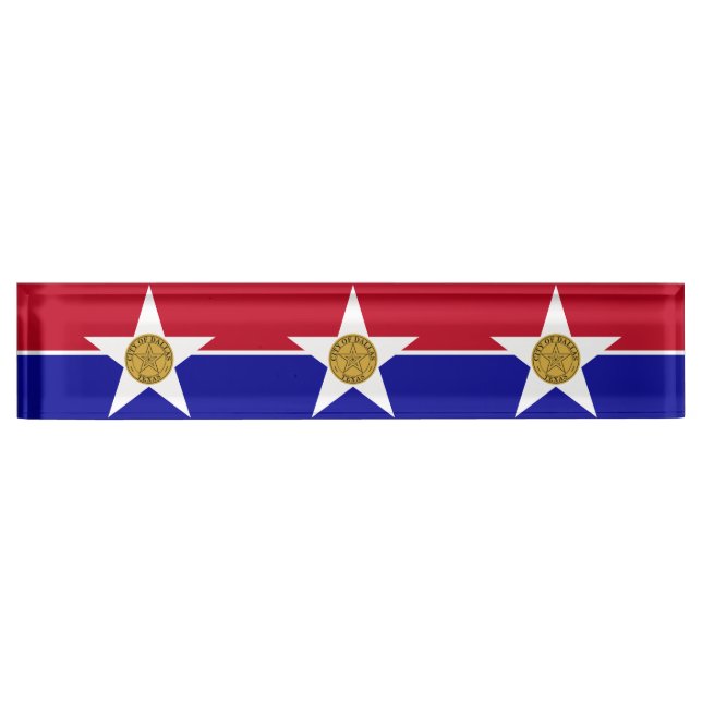 Desk nameplate with Flag of Dallas, USA (Front)