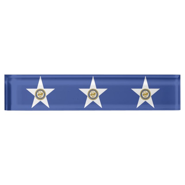 Desk nameplate with Flag of Houston, USA (Front)