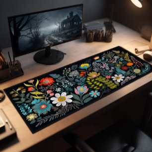 Desk Pad, Daisies And Coloured Wildflowers Desk Mat