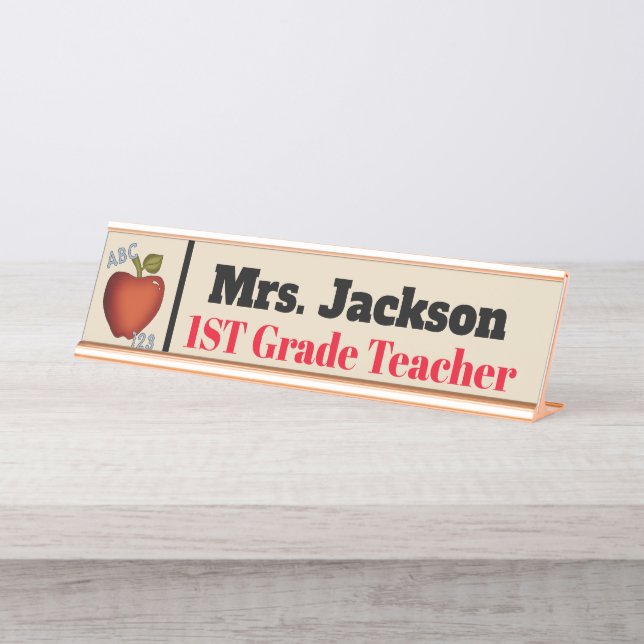 Desk plate Teacher's add name and class Desk Name Plate (Front)