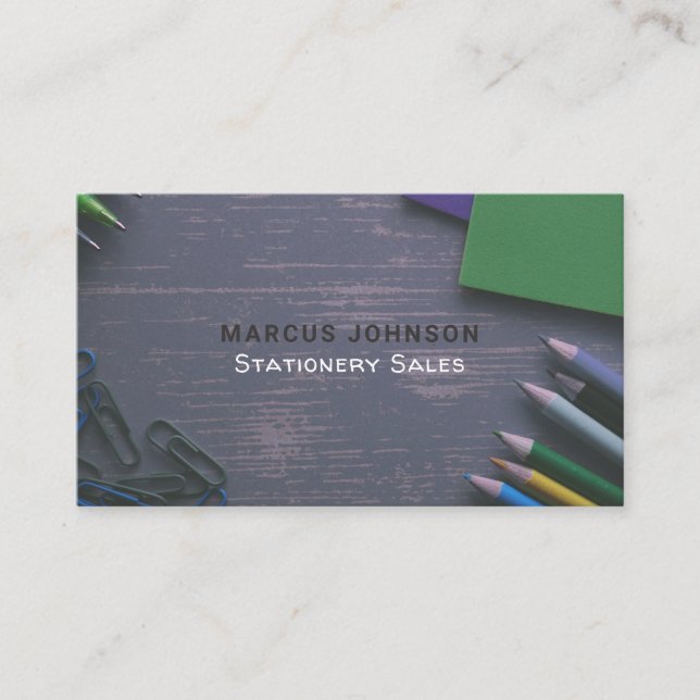 Desk, Stationery & Office Supplies, Stationer Business Card (Front)