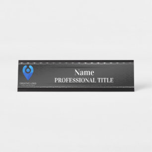 Desktop Black Name Plate with Logo & Slogan 3