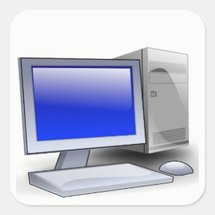 Desktop Computer Square Sticker