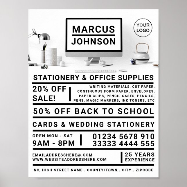 Desktop, Stationery & Office Supplies, Stationer Poster (Front)