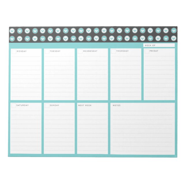 Desktop Weekly Organiser Note Pad (Front)