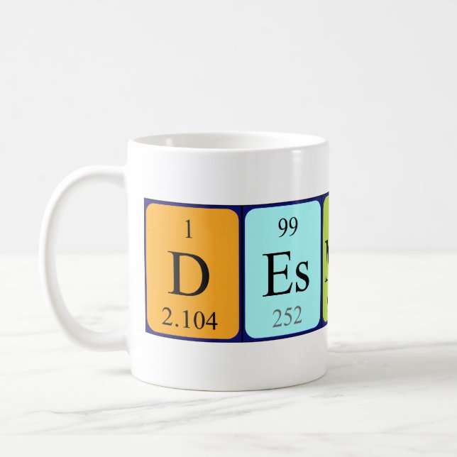 Desmond periodic table name mug (Left)