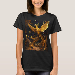 "Desolate Magical Black & Golden Phoenix Tee" T-Shirt