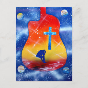 Despair spray paint spraypainting, guitar & cross postcard