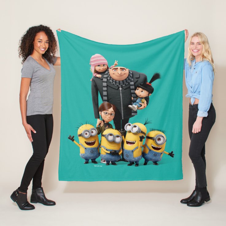 Despicable Me Minions Gru Agnes Margo And Edith Fleece Blanket Zazzle 0625