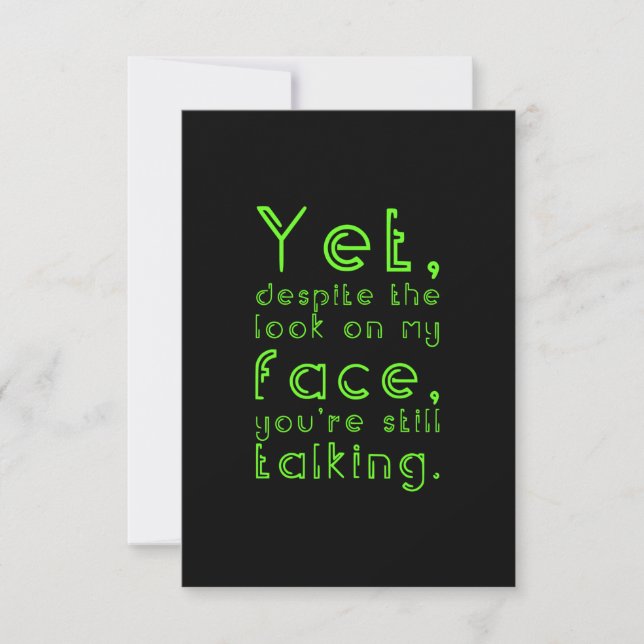 Despite the look on my face funny hilarious humour thank you card (Front)