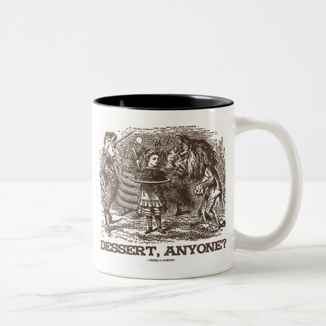 Dessert, Anyone? Unicorn Alice Lion Wonderland Two-Tone Coffee Mug (Right)