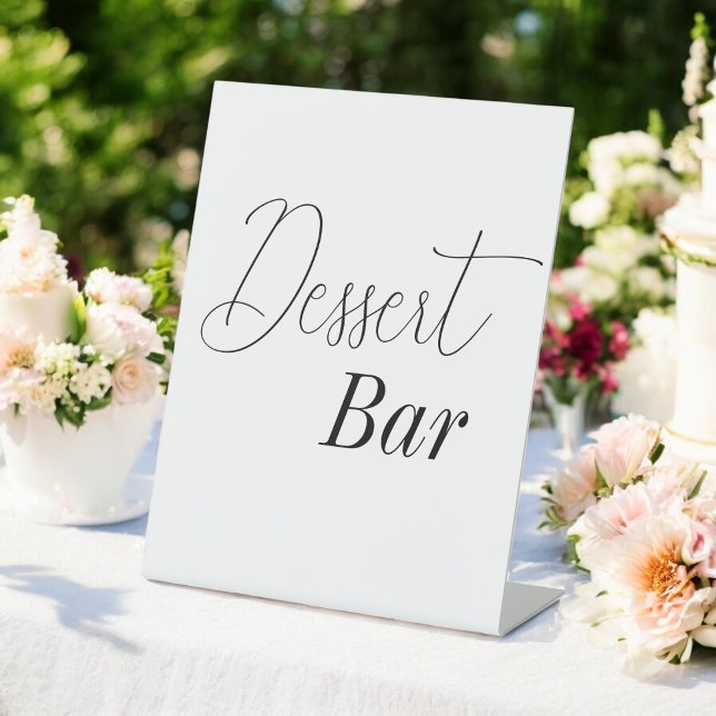 Dessert Bar Black White Bridal Shower  Pedestal Sign (Creator Uploaded)