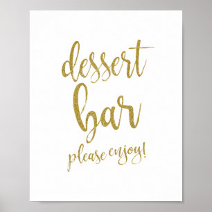 Dessert Bar Gold Glitter 8x10 Wedding Sign