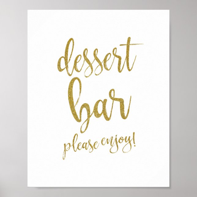 Dessert Bar Gold Glitter 8x10 Wedding Sign (Front)