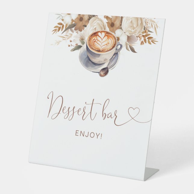 Dessert Bar Love Is Brewing Bridal Shower Pedestal Sign (Front)