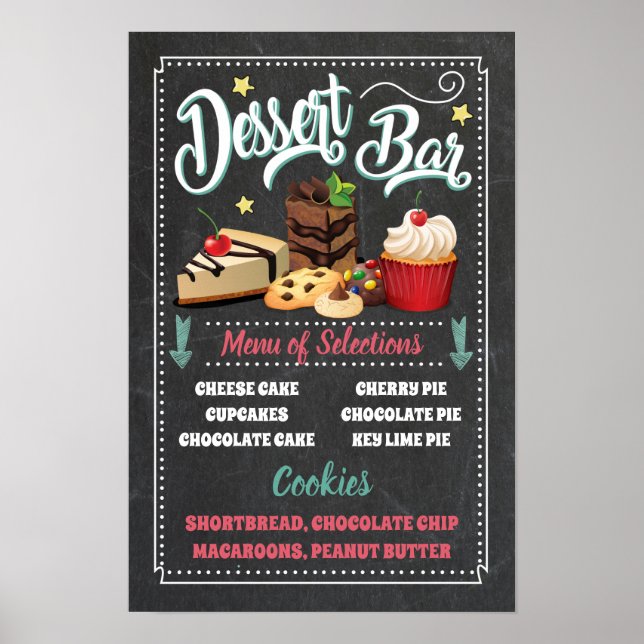 Dessert Bar Menu Party Sign (Front)