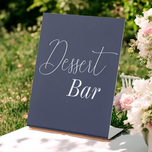Dessert Bar Navy Blue Wedding  Pedestal Sign (Creator Uploaded)