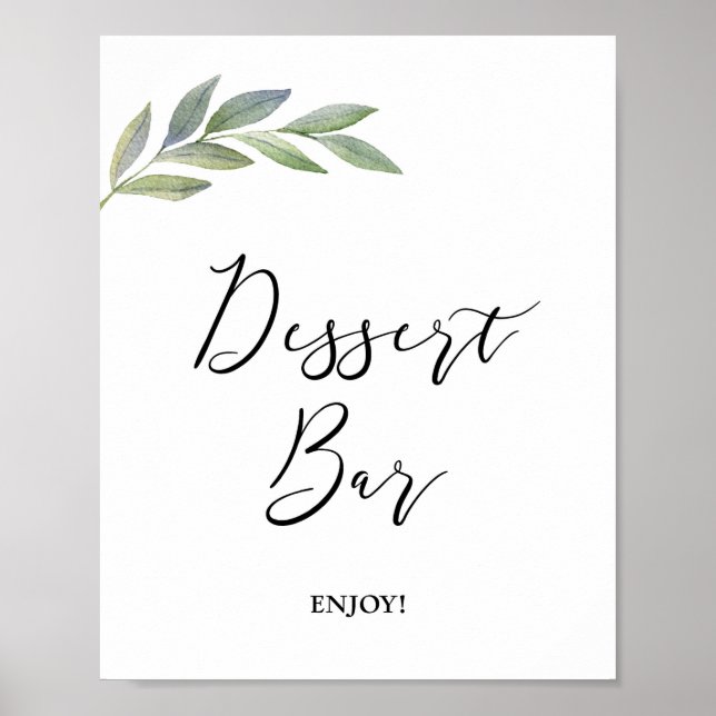 Dessert Bar Sign Olive Leaf Greenery Sign (Front)