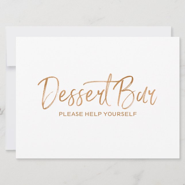 Dessert Bar Wedding Sign | Stylish Gold Rose Invitation (Front)