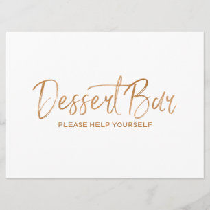 Dessert Bar Wedding Sign Stylish Gold Rose Invitation