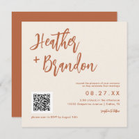 Dessert Boho QR Code Wedding Square Invitation
