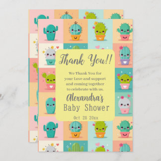 Dessert cactus & Succulent Cute Kawaii Baby Shower Thank You Card