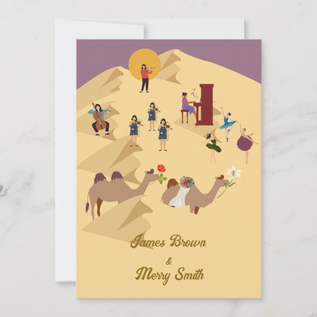 Dessert Camels in love Musicians Ballerina Wedding Invitation (Front)