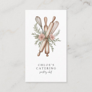 Dessert Caterer Pastry Chef Floral Utensils Business Card