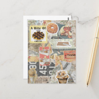 Dessert & Coffee Vintage Ephemera Decoupage Postcard