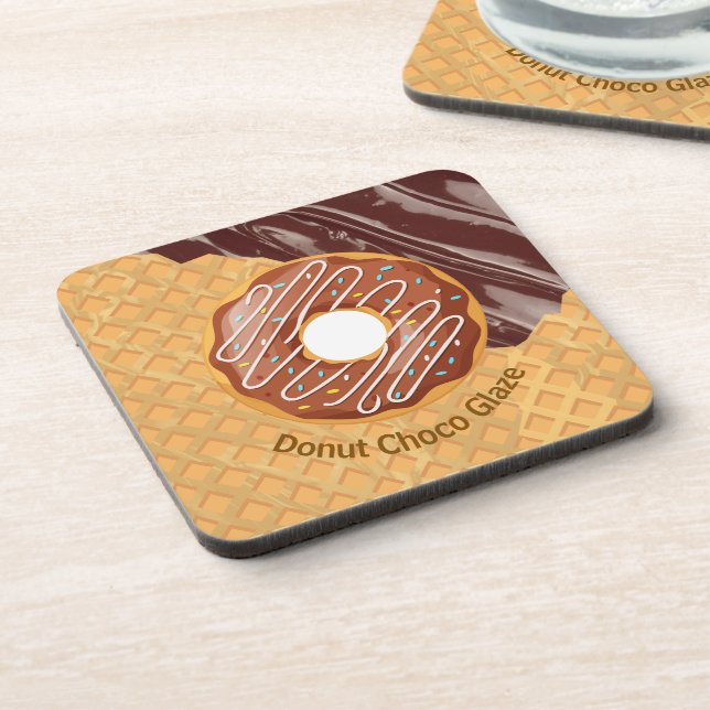 Dessert,Doughnut Choco Glaze, Chocolate Melted  Coaster (Left Side)
