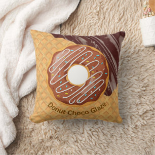 Dessert,Doughnut Choco Glaze, Chocolate Melted Cushion