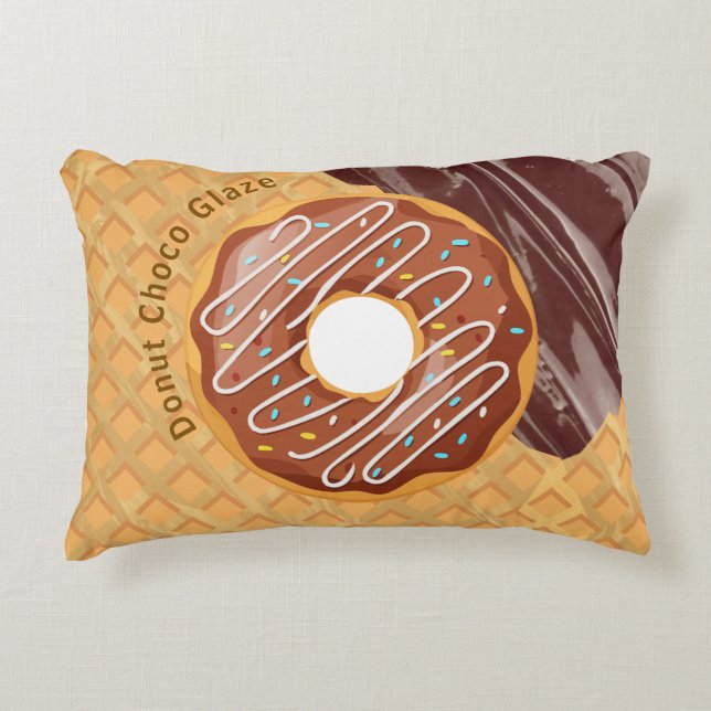 Dessert,Doughnut Choco Glaze, Chocolate Melted Decorative Cushion (Front)