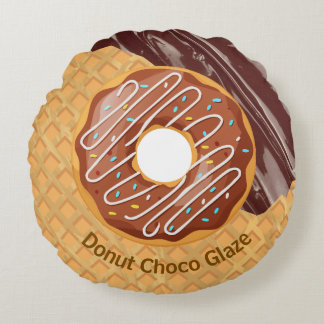 Dessert,Doughnut Choco Glaze, Chocolate Melted Round Cushion