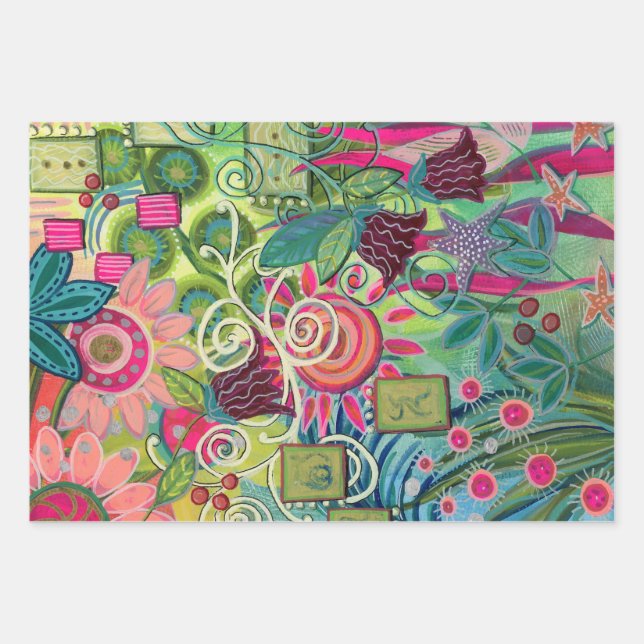 Dessert Flowers Wrapping Paper Sheet (Front 3)