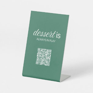 Dessert Is Always In Play   Green Golf QR code Pedestal Sign