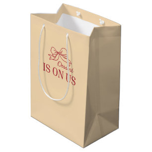 Dessert Is On Us Beige And Red Wedding Seal Medium Gift Bag